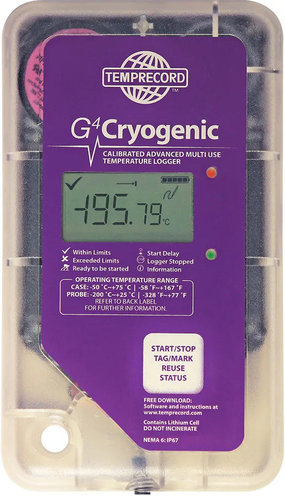 G4 Cryogenic data logger with 1m cable Temprecord